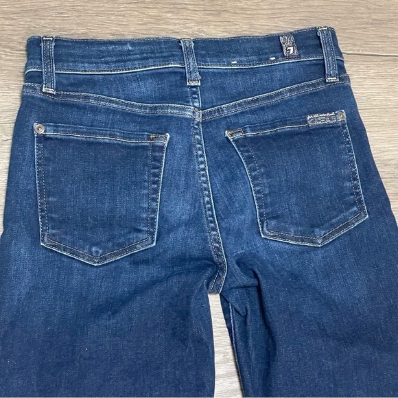 7 For All Mankind Womens The Ankle Skinny Dark Wash Raw Chewed Hem Size 25 - Picture 11 of 12